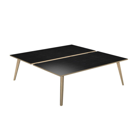 Scrivania Woody a 2 postazioni contrap. - 140 x 166 cm - rovere / nero venato
