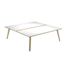 Scrivania Woody a 2 postazioni contrap. - 160 x 166 cm - rovere / bianco