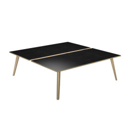 Scrivania Woody a 2 postazioni contrap. - 160 x 166 cm - rovere / nero venato