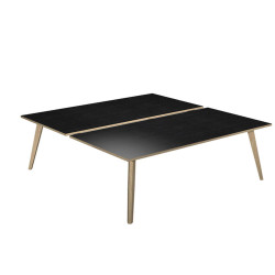 Scrivania Woody a 2 postazioni contrap. - 180 x 166 cm - rovere / nero venato