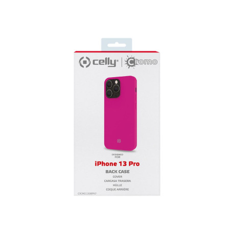 Celly Cromo - Cover per cellulare - TPU (poliuretano termoplastico), rivestimento in silicone - rosa - per Apple iPhone 13 Pro