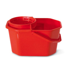 Secchio con strizzatore - PPL riciclabile - 12 L - rosso - PerfettoFactory