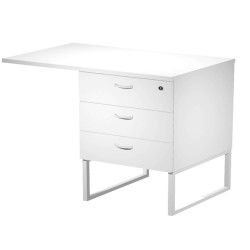 Cassettiera Essence - 3 cassetti - con supporto metal e top - 41,5 x 49,5 x 57,6 cm - Bianco/Bianco
