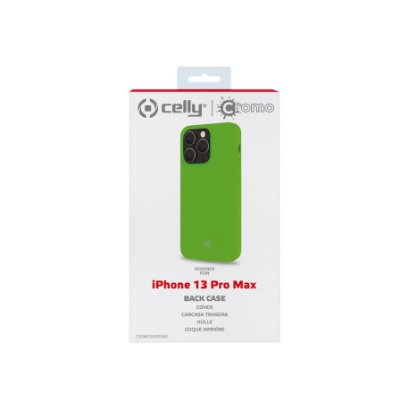 Celly Cromo - Cover per cellulare - TPU (poliuretano termoplastico), rivestimento in silicone - verde - per Apple iPhone 13 Pro