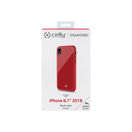 Celly DIAMOND - Cover per cellulare - vetro temperato, TPU (poliuretano termoplastico) - rosso - per Apple iPhone XR