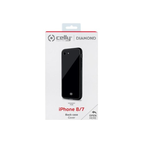 Celly DIAMOND DIAMOND800BK - Cover per cellulare - vetro temperato, TPU (poliuretano termoplastico) - nero - per Apple iPhone 7
