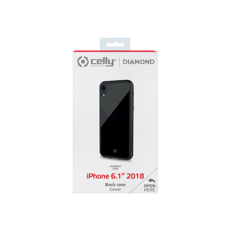 Celly DIAMOND DIAMOND998BK - Cover per cellulare - vetro temperato, TPU (poliuretano termoplastico) - nero - per Apple iPhone X