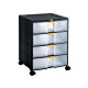 Cassettiera portautensili modulare Store-Age - 4 cassetti - con maniglia e ruote - 39,1 x 39 x 62,9 cm - PPL - trasparente/nero