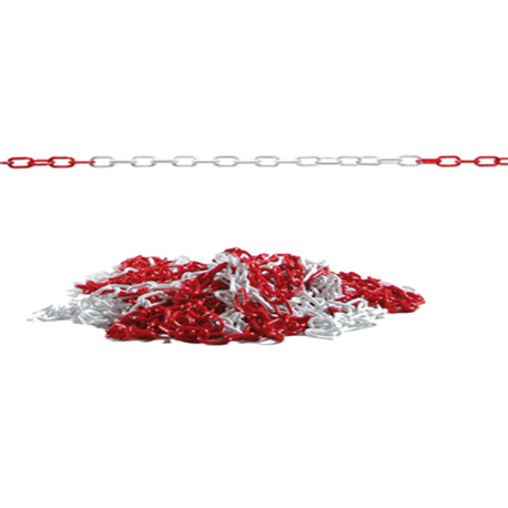 Catena segnaletica - 25 m - materiale plastico - bianco/rosso - Valex