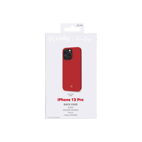 Celly FEELING - Cover per cellulare - silicone - rosso - per Apple iPhone 13 Pro