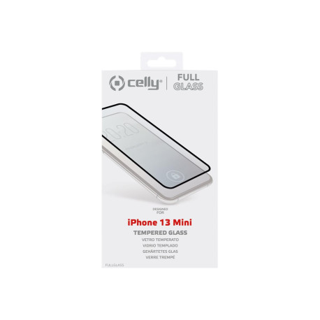 Celly Full Glass - Protezione per schermo per telefono cellulare - vetro - colore telaio nero - per Apple iPhone 13 mini