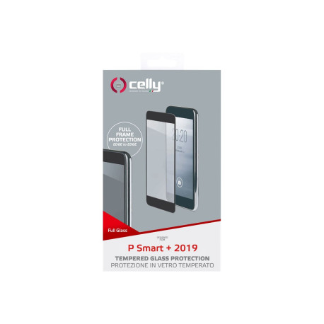Celly Full Glass - Protezione per schermo per telefono cellulare - vetro - colore telaio nero - per Huawei P Smart+ 2019