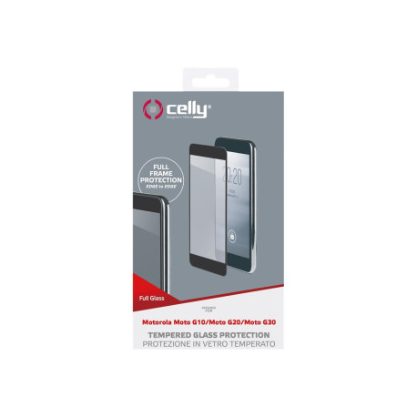 Celly Full Glass - Protezione per schermo per telefono cellulare - vetro - colore telaio nero - per Motorola Moto G10, G20, G30