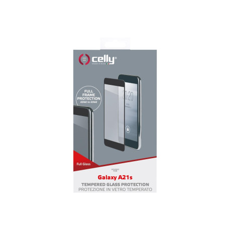 Celly Full Glass - Protezione per schermo per telefono cellulare - vetro - colore telaio nero - per Samsung Galaxy A21s