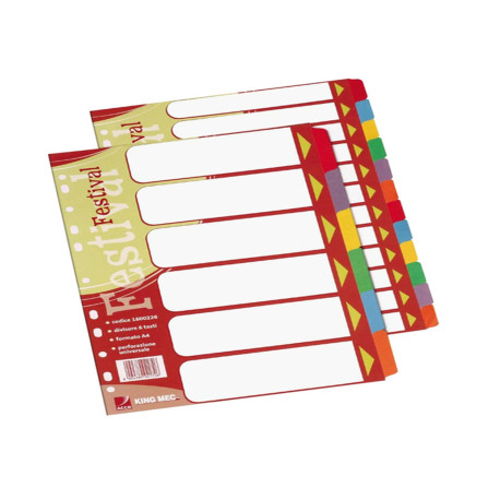 Separatore Festival - 12 tasti neutri colorati - cartoncino 140 gr - A4 - multicolore