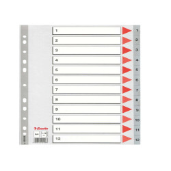 Separatore numerico 1/12 - PP - A4 - 22,5x29,7 cm - grigio - Esselte