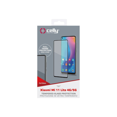 Celly Full Glass - Protezione per schermo per telefono cellulare - vetro - colore telaio nero - per Xiaomi MI 11 Lite