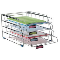 Set da 4 vaschette scorrevoli - 31,5 x 39 x 31,5 cm - vaschette 6,5 cm - metallo - Alba