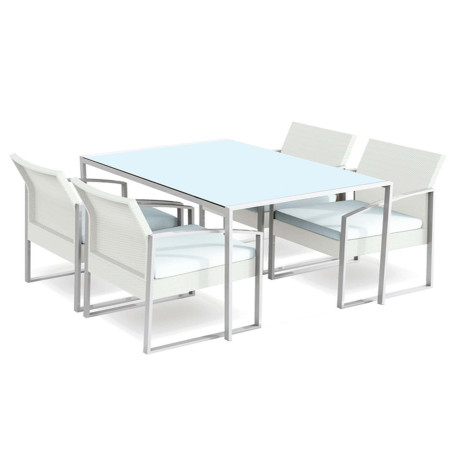 Set pranzo Bilbao - bianco/grigio - Garden Friend - set 5 elementi