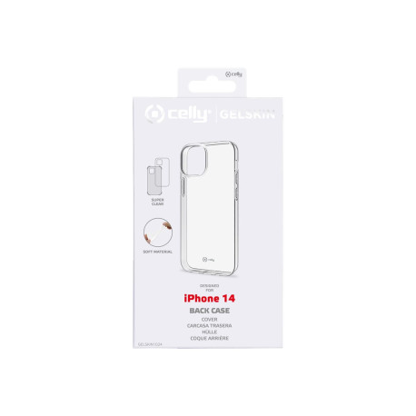 Celly Gelskin - Cover per cellulare - gomma morbida, TPU (poliuretano termoplastico) - trasparente - per Apple iPhone 14