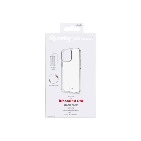 Celly Gelskin - Cover per cellulare - gomma morbida, TPU (poliuretano termoplastico) - trasparente - per Apple iPhone 14 Pro