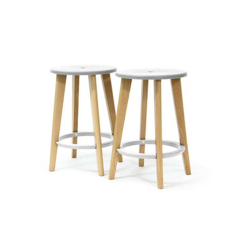 Sgabello Woody - bianco - Paperflow - set 2 pezzi