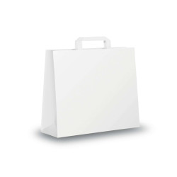 Shopper - maniglia piattina - 26 x 11 x 34,5 cm - carta kraft - bianco - Mainetti Bags - conf. 300 pezzi