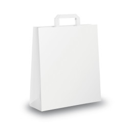 Shopper - maniglia piattina - 26 x 11 x 35 cm - carta kraft - bianco - Mainetti Bags - conf. 300 pezzi