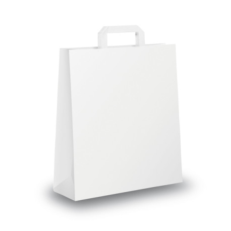 Shopper - maniglia piattina - 26 x 11 x 35 cm - carta kraft - bianco - Mainetti Bags - conf. 300 pezzi