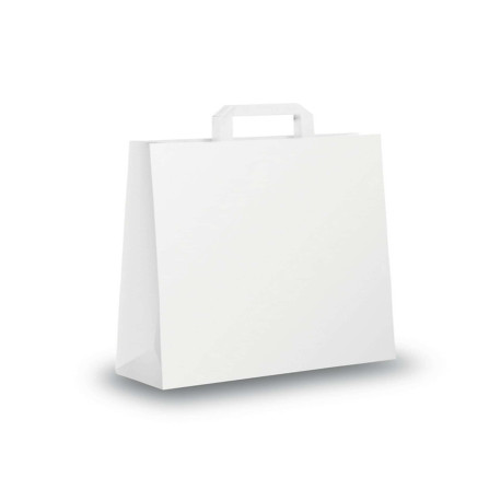 Shopper - maniglia piattina - 36 x 12 x 41 cm - carta kraft - bianco - Mainetti Bags - conf. 25 pezzi