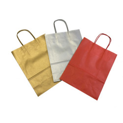 Shopper Twisted - maniglie cordino - 22 x 10 x 29 cm - carta kraft - mix Natale - Mainetti Bags - conf. 25 pezzi