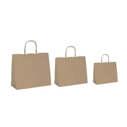 Shopper - maniglie cordino - 54 x 14 x 45 cm - carta biokraft - avana - Mainetti Bags - conf. 10 pezzi
