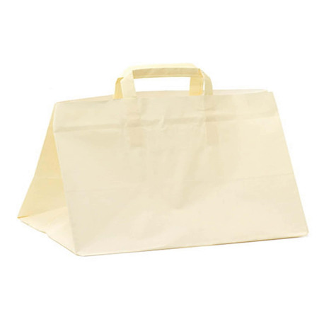 Shopper Flat Large - maniglie piattina - 28 x 17 x 32 cm - carta kraft - bianco - Mainetti Bags - conf. 250 pezzi