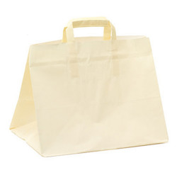 Shopper Flat XLarge - maniglie piattina - 32 x 22 x 24 cm - carta kraft - bianco - Mainetti Bags - conf. 200 pezzi