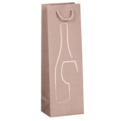 Shopper portabottiglie - con manici in corda - 12 x 37 x 9 cm - avana - Rex Sadoch