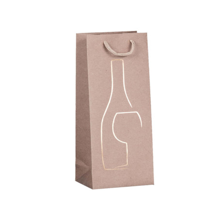 Shopper portabottiglie - con manici in corda - 12 x 37 x 9 cm - avorio - Rex Sadoch
