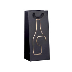 Shopper portabottiglie - con manici in corda - 12 x 37 x 9 cm - nero - Rex Sadoch