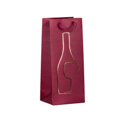 Shopper portabottiglie - con manici in corda - 12 x 37 x 9 cm - rosso - Rex Sadoch