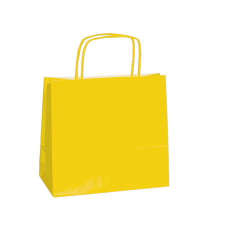 Shopper Twisted - maniglie cordino - 14 x 9 x 21 cm - carta kraft - giallo - Mainetti Bags - conf. 25 pezzi