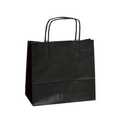 Shopper Twisted - maniglie cordino - 14 x 9 x 21 cm - carta kraft - nero - Mainetti Bags - conf. 25 pezzi