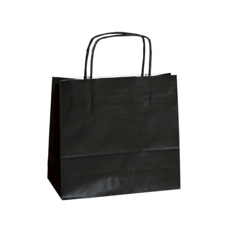 Shopper Twisted - maniglie cordino - 14 x 9 x 21 cm - carta kraft - nero - Mainetti Bags - conf. 25 pezzi