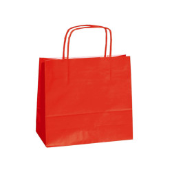Shopper Twisted - maniglie cordino - 14 x 9 x 21 cm - carta kraft - rosso - Mainetti Bags - conf. 25 pezzi