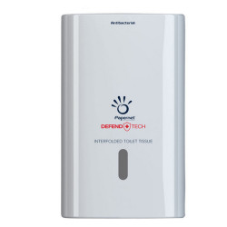 Dispenser carta igienica Defend Tech - interfogliata - 26,5 x 16,5 x 13,5 cm - bianco - Papernet