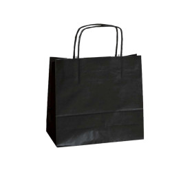 Shopper Twisted - maniglie cordino - 18 x 8 x 24 cm - carta kraft - nero - Mainetti Bags - conf. 25 pezzi
