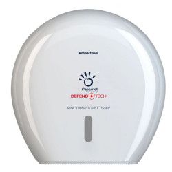 Dispenser carta igienica Defend Tech rotolo Mini Jumbo - 24,9 x 25,7 x 14,8 cm - rotolo diametro 23 cm - bianco - Papernet