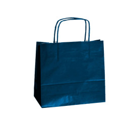 Shopper Twisted - maniglie cordino - 22 x 10 x 29 cm - carta kraft - blu - Mainetti Bags - conf. 25 pezzi