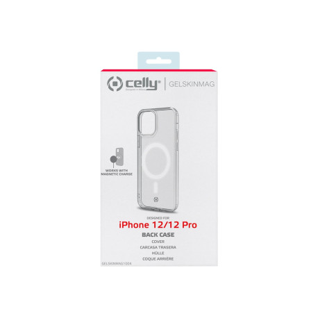 Celly GelskinMag - Cover per cellulare - policarbonato, TPU (poliuretano termoplastico) - trasparente - per Apple iPhone 12, 12