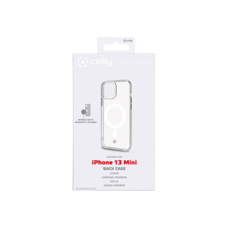 Celly GelskinMag - Cover per cellulare - policarbonato, TPU (poliuretano termoplastico) - trasparente - per Apple iPhone 13 min