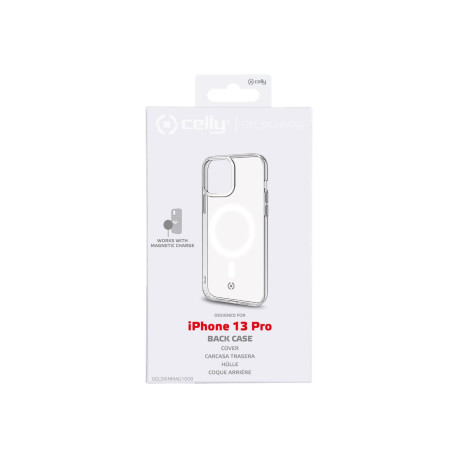 Celly GelskinMag - Cover per cellulare - policarbonato, TPU (poliuretano termoplastico) - trasparente - per Apple iPhone 13 Pro