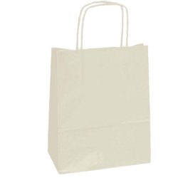 Shopper Twisted - maniglie cordino - 26 x 11 x 35 cm - carta kraft - avorio - Mainetti Bags - conf. 25 sacchetti